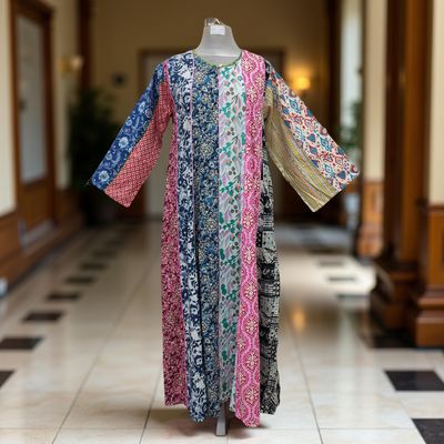 S/M Malaysia Printed Cotton Dress 57&quot; Long Jalabiya