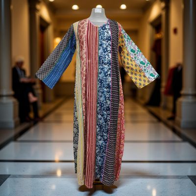S/M Malaysia Printed Cotton Dress 57&quot; Long Jalabiya