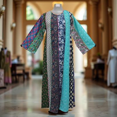 S/M Malaysia Printed Cotton Dress 57&quot; Long Jalabiya