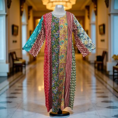 S/M Malaysia Printed Cotton Dress 57&quot; Long Jalabiya