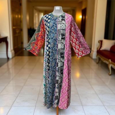 S/M Malaysia Printed Cotton Dress 57&quot; Long Jalabiya