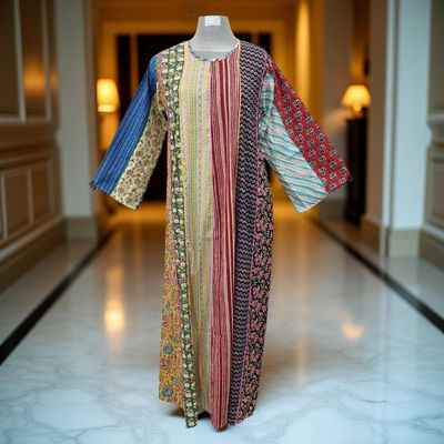 S/M Malaysia Printed Cotton Dress 57&quot; Long Jalabiya