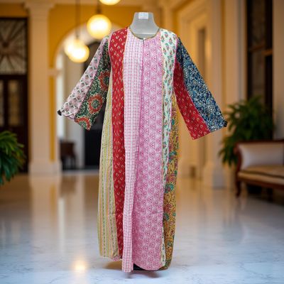 S/M Malaysia Printed Cotton Dress 57&quot; Long Jalabiya