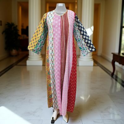 S/M Malaysia Printed Cotton Dress 57&quot; Long Jalabiya
