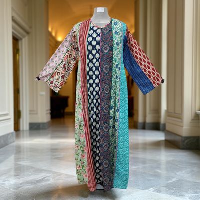 S/M Malaysia Printed Cotton Dress 57&quot; Long Jalabiya