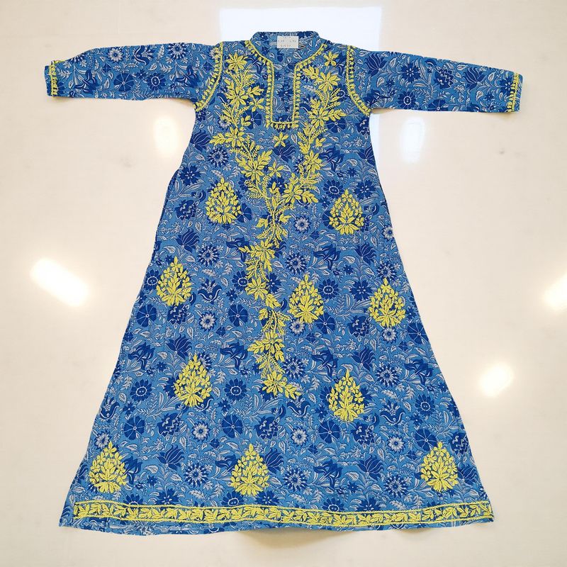10-11 Year Embroidery Sofi Cotton Girls Dress 46&quot; Long Jalabiya