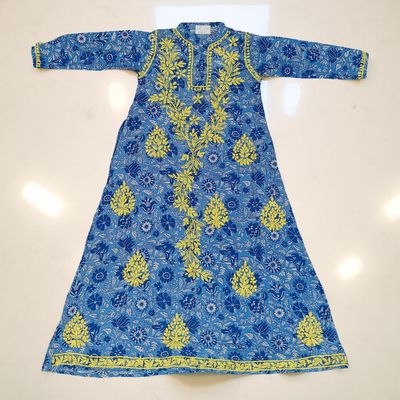 10-11 Year Embroidery Sofi Cotton Girls Dress 46&quot; Long Jalabiya