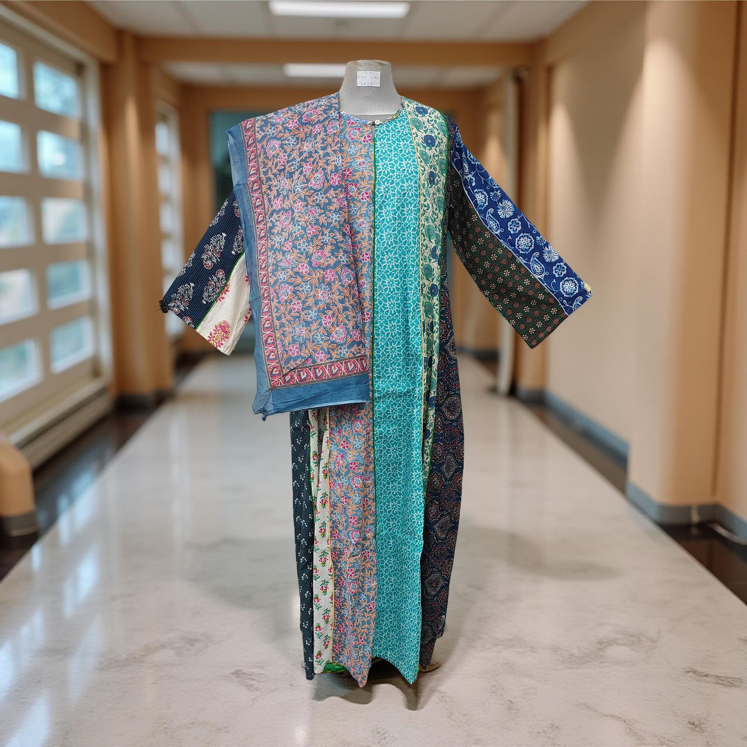 S/M Malaysia Printed Cotton Dress 57&quot; Long Jalabiya With Sheila