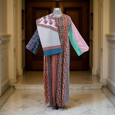 S/M Malaysia Printed Cotton Dress 57&quot; Long Jalabiya With Sheila