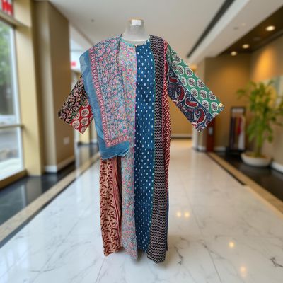 S/M Malaysia Printed Cotton Dress 57&quot; Long Jalabiya With Sheila