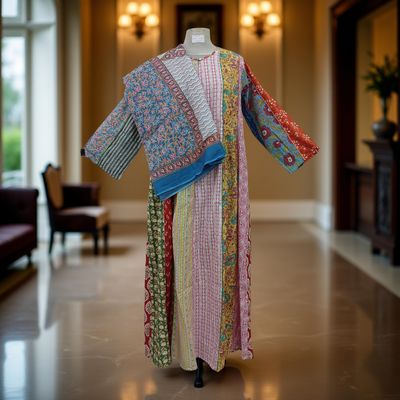 S/M Malaysia Printed Cotton Dress 57&quot; Long Jalabiya With Sheila