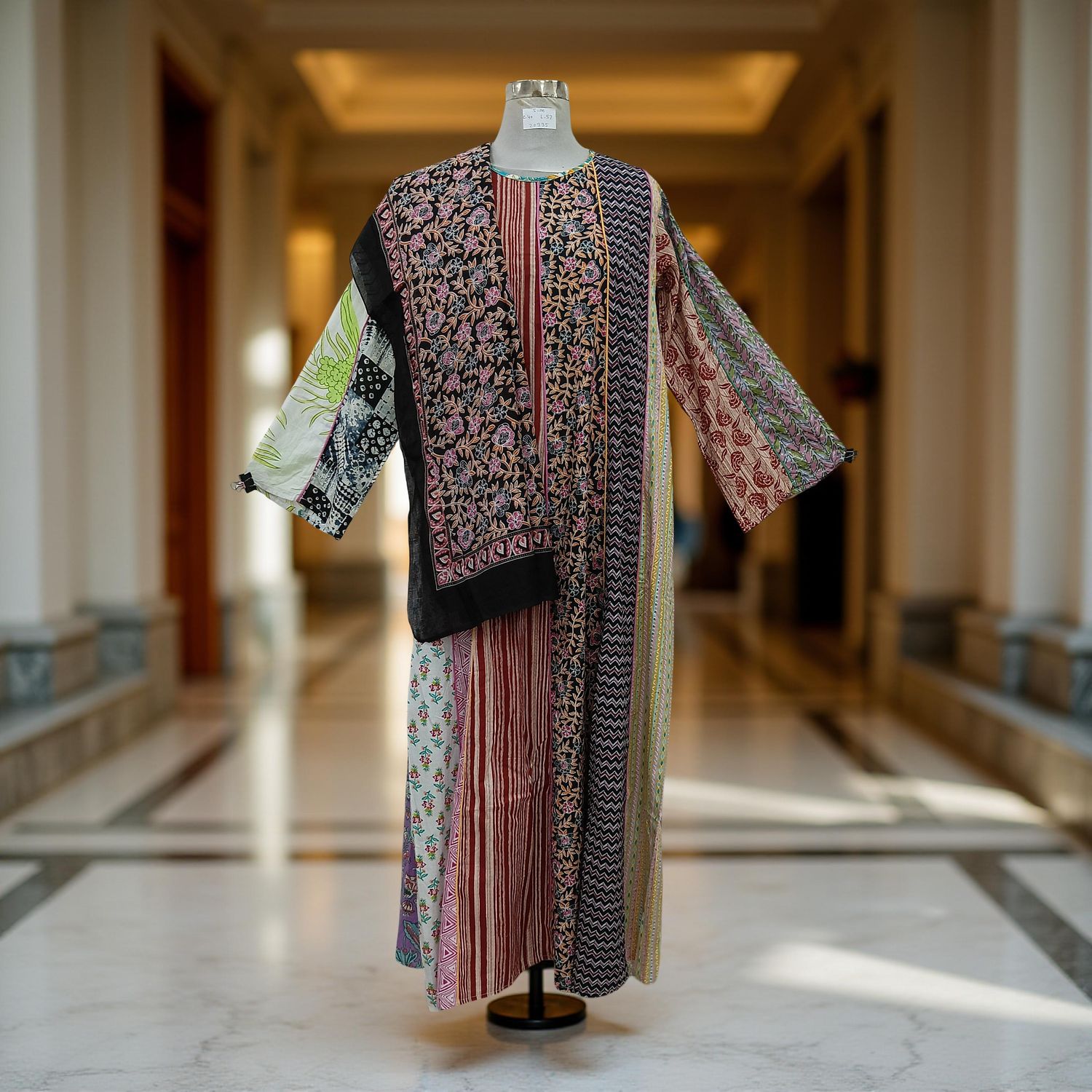 S/M Malaysia Printed Cotton Dress 57&quot; Long Jalabiya With Sheila