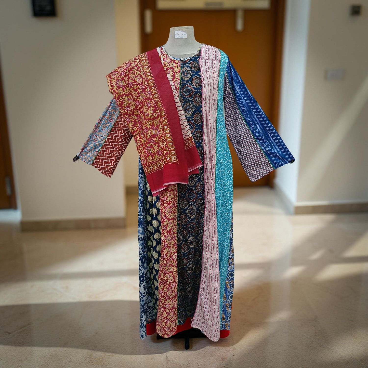 S/M Malaysia Printed Cotton Dress 57&quot; Long Jalabiya With Sheila