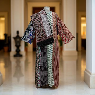 S/M Malaysia Printed Cotton Dress 57&quot; Long Jalabiya With Sheila