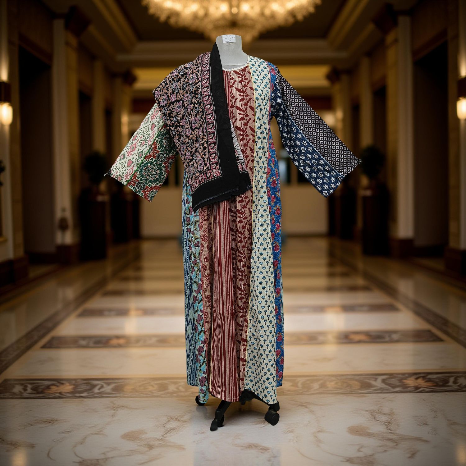 S/M Malaysia Printed Cotton Dress 57&quot; Long Jalabiya With Sheila
