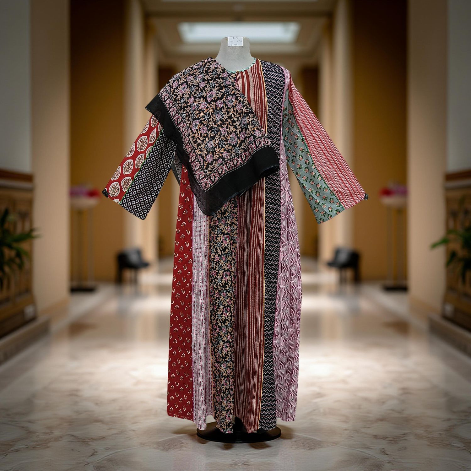 S/M Malaysia Printed Cotton Dress 57&quot; Long Jalabiya With Sheila