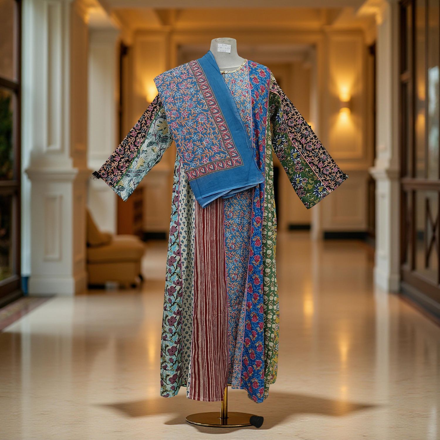 S/M Malaysia Printed Cotton Dress 57&quot; Long Jalabiya With Sheila