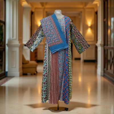 S/M Malaysia Printed Cotton Dress 57&quot; Long Jalabiya With Sheila