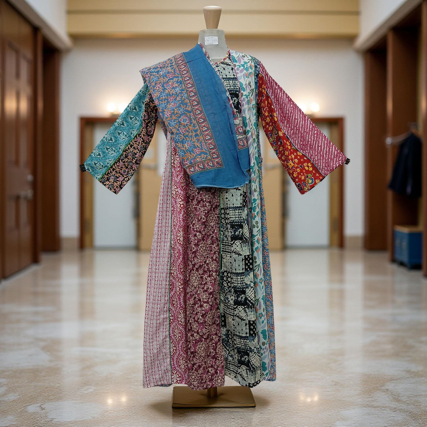 S/M Malaysia Printed Cotton Dress 57&quot; Long Jalabiya With Sheila
