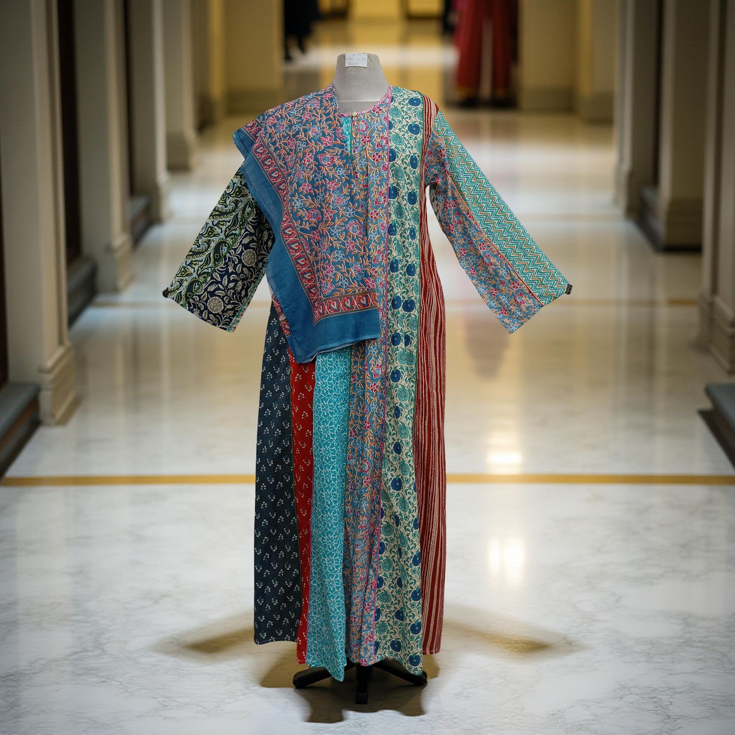 S/M Malaysia Printed Cotton Dress 57&quot; Long Jalabiya With Sheila