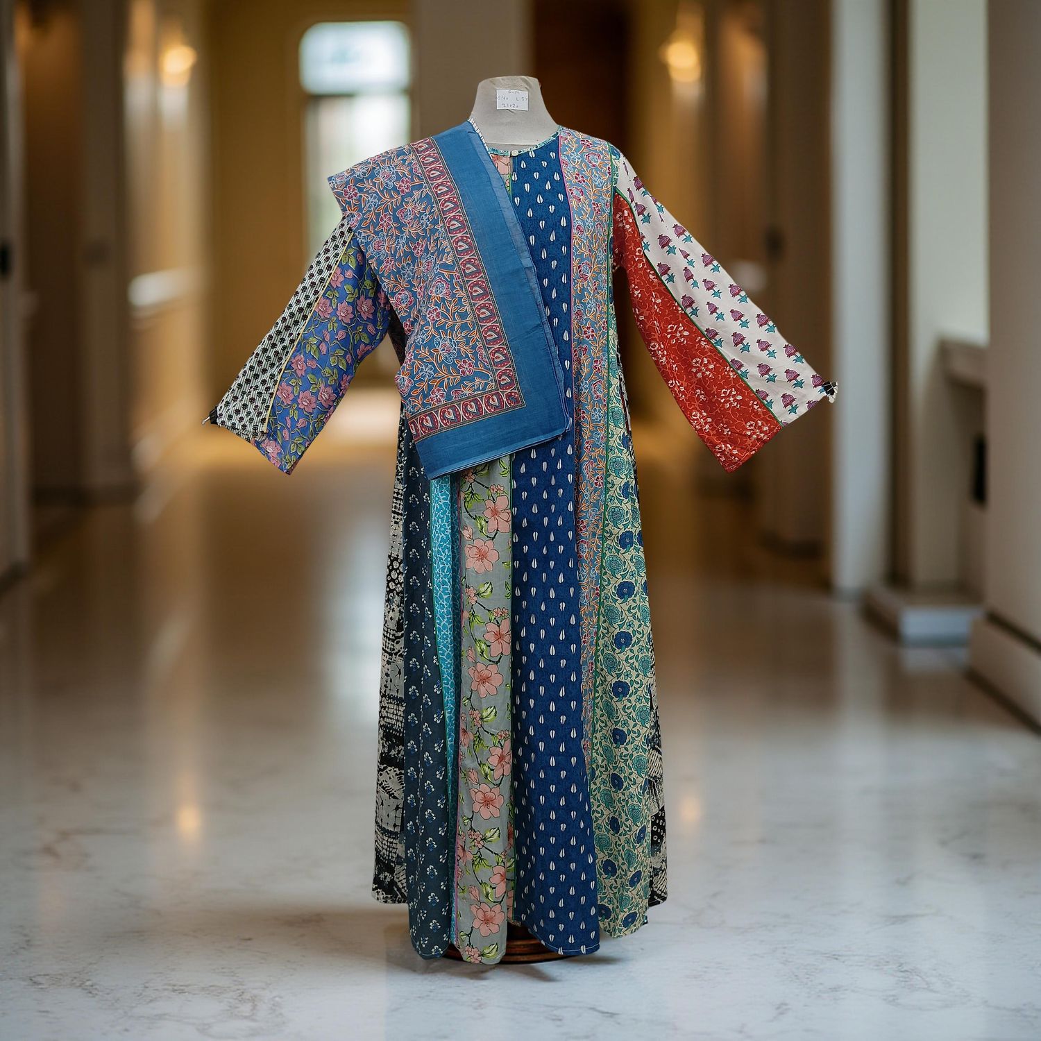 S/M Malaysia Printed Cotton Dress 57&quot; Long Jalabiya With Sheila
