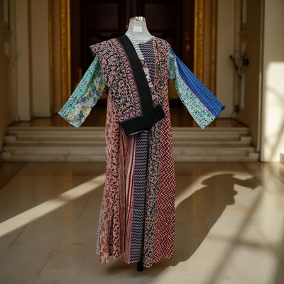 S/M Malaysia Printed Cotton Dress 57&quot; Long Jalabiya With Sheila
