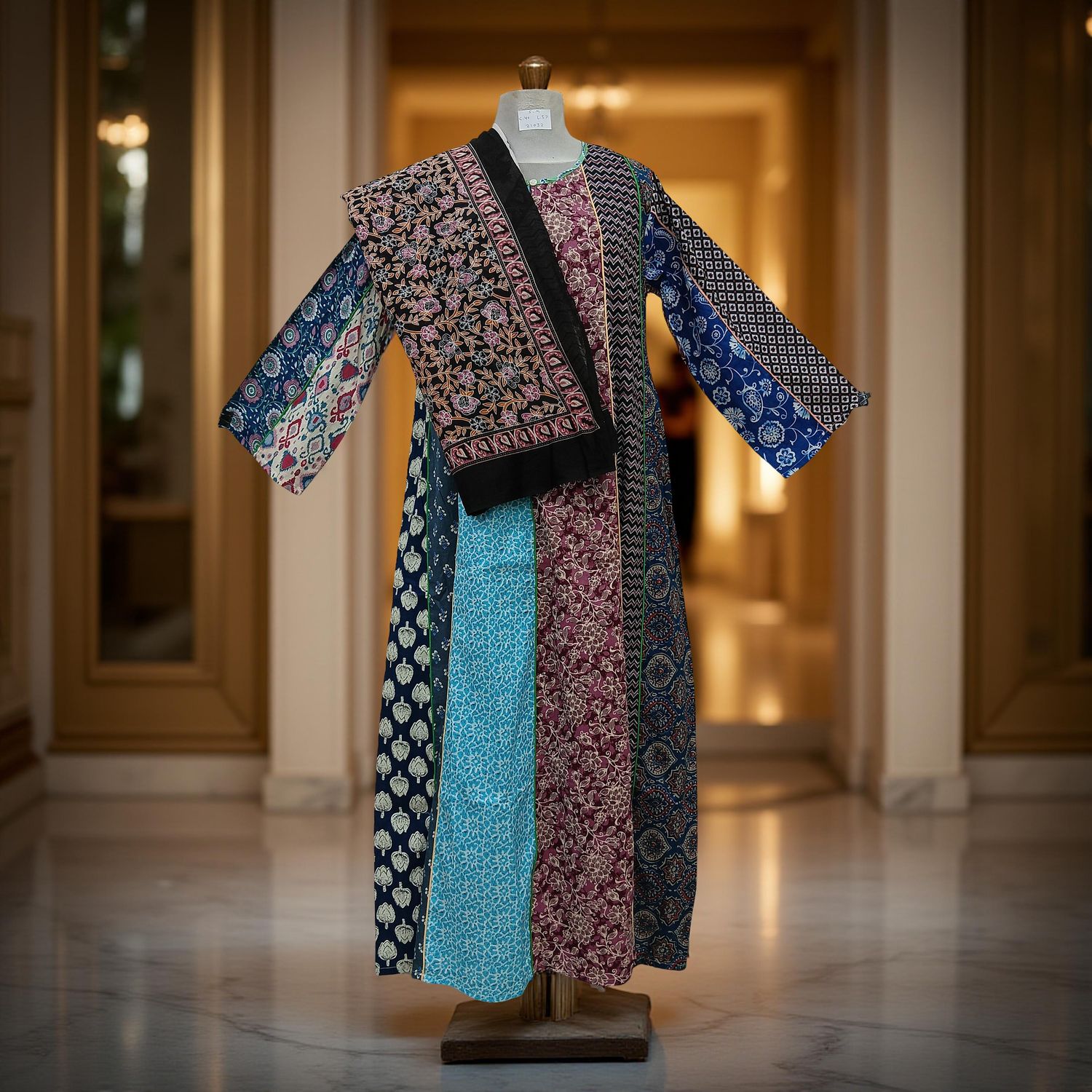 S/M Malaysia Printed Cotton Dress 57&quot; Long Jalabiya With Sheila