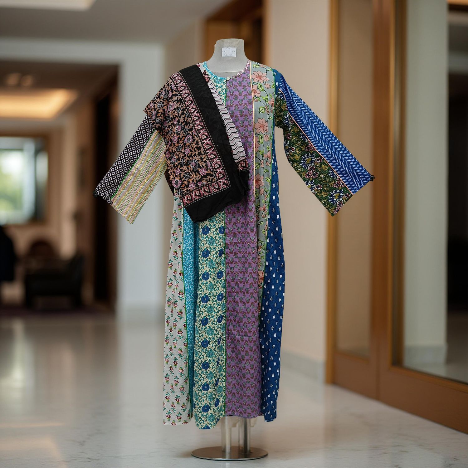 S/M Malaysia Printed Cotton Dress 57&quot; Long Jalabiya With Sheila