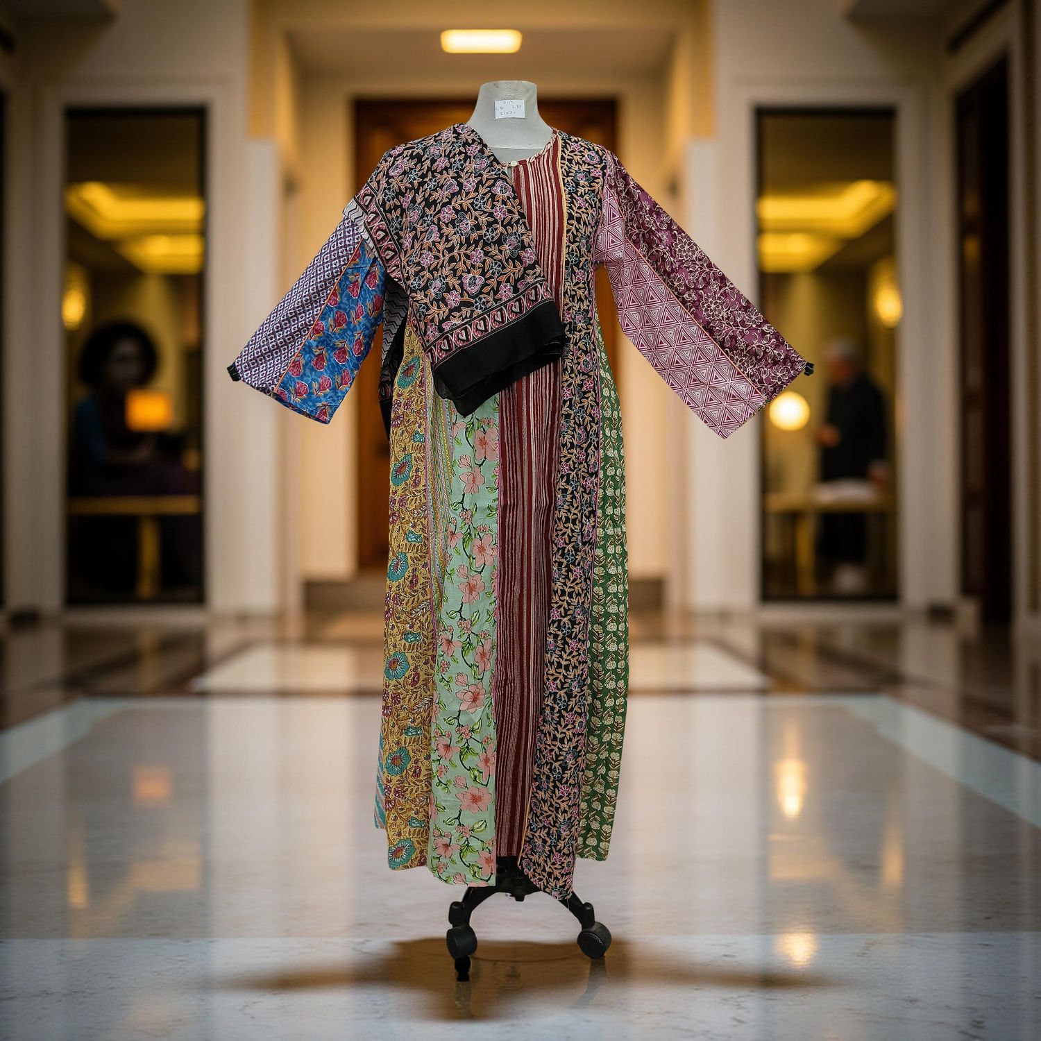S/M Malaysia Printed Cotton Dress 57&quot; Long Jalabiya With Sheila