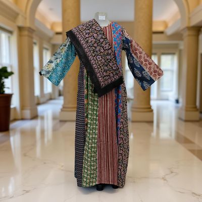 S/M Malaysia Printed Cotton Dress 57&quot; Long Jalabiya With Sheila