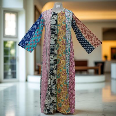 S/M Malaysia Printed Cotton Dress 57&quot; Long Jalabiya