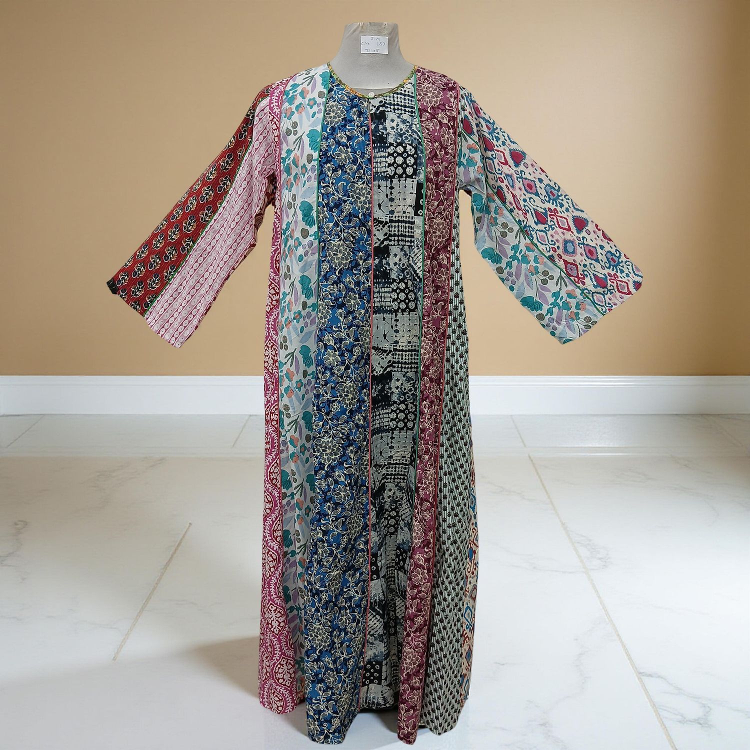 S/M Malaysia Printed Cotton Dress 57&quot; Long Jalabiya