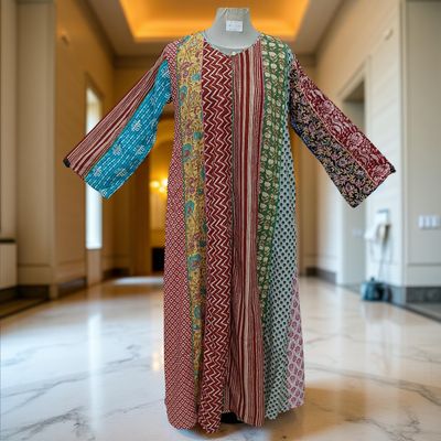 S/M Malaysia Printed Cotton Dress 57&quot; Long Jalabiya