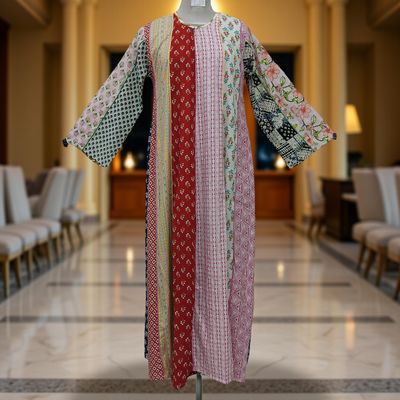 S/M Malaysia Printed Cotton Dress 57&quot; Long Jalabiya