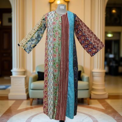 S/M Malaysia Printed Cotton Dress 57&quot; Long Jalabiya