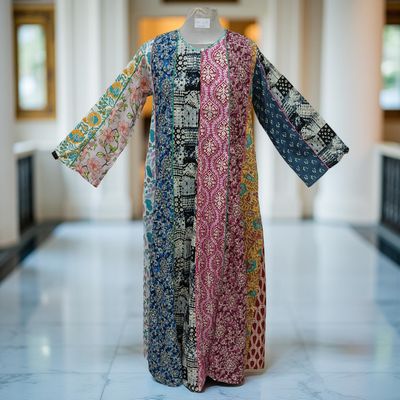 S/M Malaysia Printed Cotton Dress 57&quot; Long Jalabiya