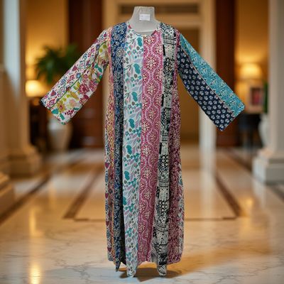 S/M Malaysia Printed Cotton Dress 57&quot; Long Jalabiya