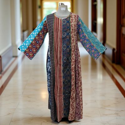S/M Malaysia Printed Cotton Dress 57&quot; Long Jalabiya