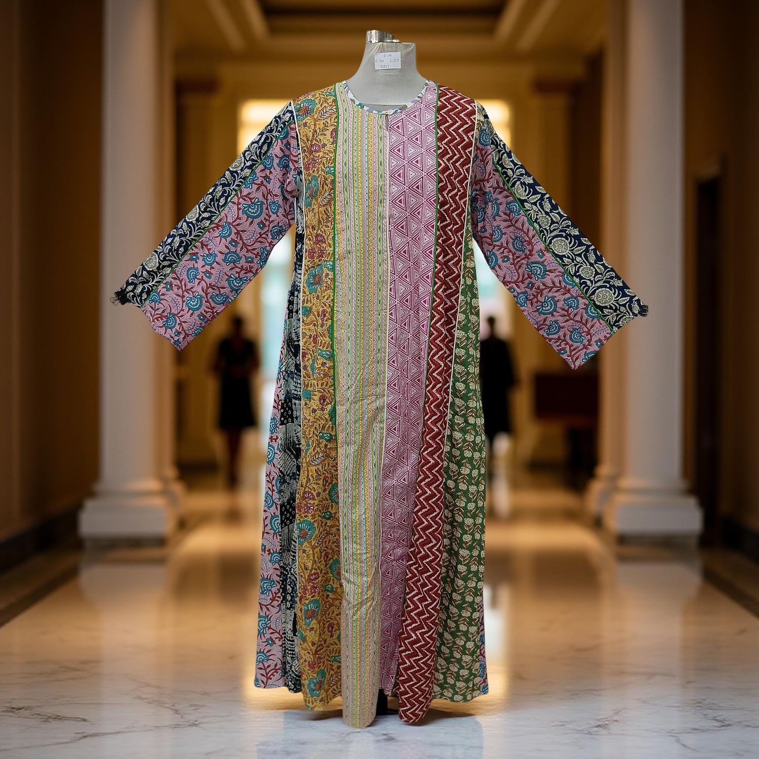 S/M Malaysia Printed Cotton Dress 57&quot; Long Jalabiya