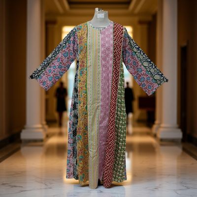 S/M Malaysia Printed Cotton Dress 57&quot; Long Jalabiya