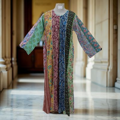 S/M Malaysia Printed Cotton Dress 57&quot; Long Jalabiya