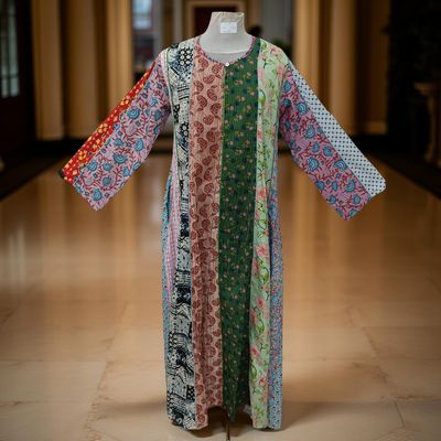 S/M Malaysia Printed Cotton Dress 57&quot; Long Jalabiya