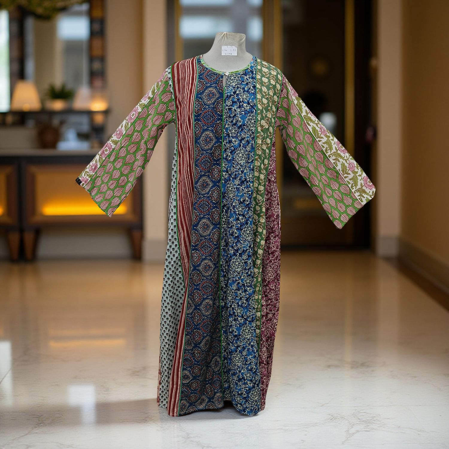 S/M Malaysia Printed Cotton Dress 57&quot; Long Jalabiya