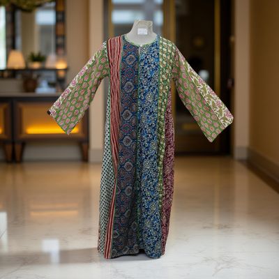 S/M Malaysia Printed Cotton Dress 57&quot; Long Jalabiya