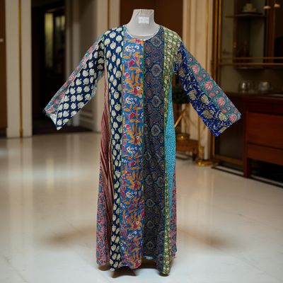 S/M Malaysia Printed Cotton Dress 57&quot; Long Jalabiya