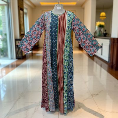 S/M Malaysia Printed Cotton Dress 57&quot; Long Jalabiya