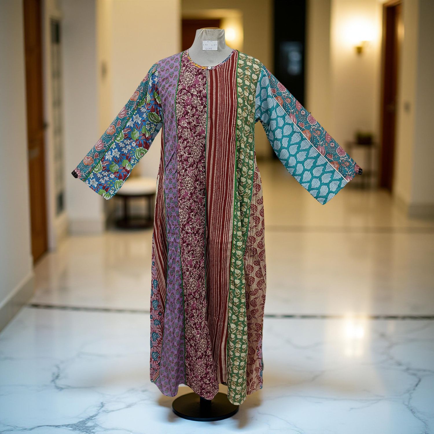 S/M Malaysia Printed Cotton Dress 57&quot; Long Jalabiya