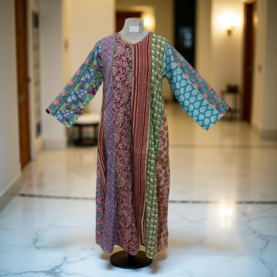 S/M Malaysia Printed Cotton Dress 57&quot; Long Jalabiya