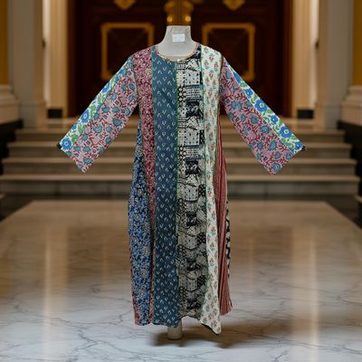 S/M Malaysia Printed Cotton Dress 57&quot; Long Jalabiya