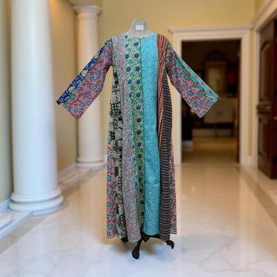 S/M Malaysia Printed Cotton Dress 57&quot; Long Jalabiya